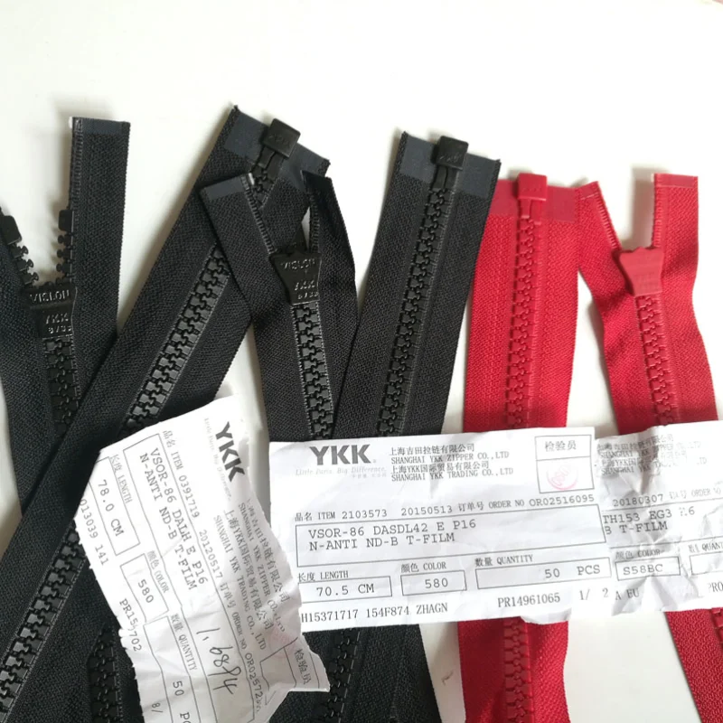

2pcs/lot 8# 69 to 75cm Long Cheap Ykk 8# Resin Zipper Red Black Single Open Down Jacket Case Bag Instant Repair Sewing Accessory