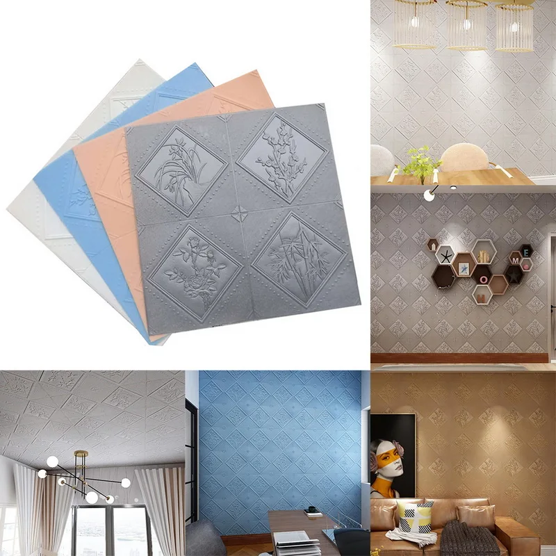 Пилинг и палка 3D стеновые панели клей пена настенные бумажные наклейки для ТВ