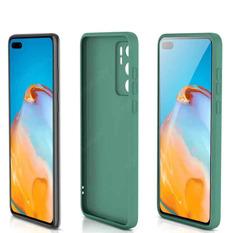 Square Liquid Silicone Case For Huawei P50 Pro P40 P30 P20 Lite Mate 40 20 Pro Nova 5T Y9 Prime 2019 Soft TPU Cute Color Cover