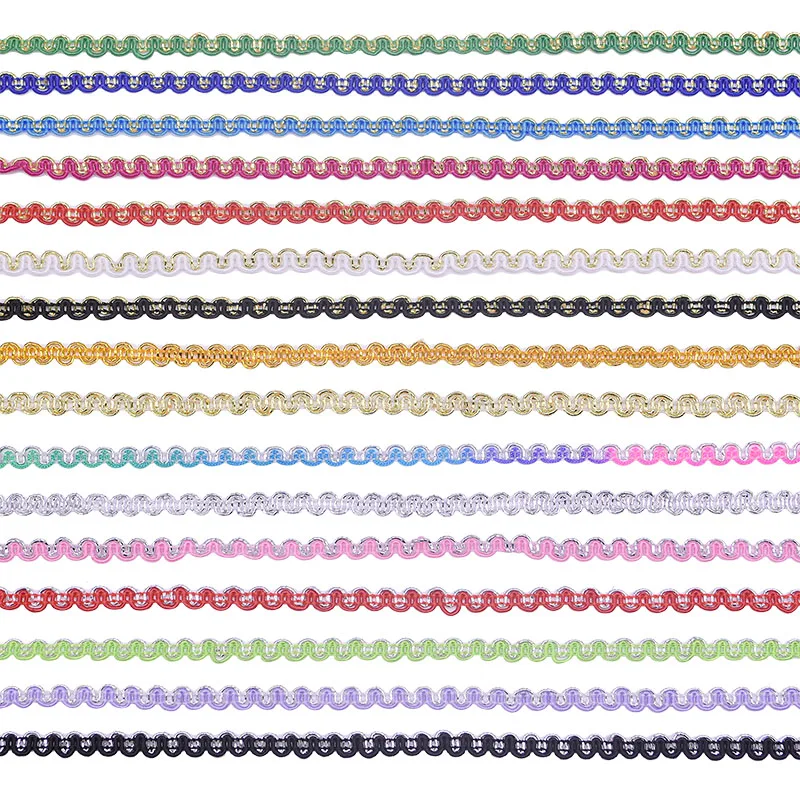 

12m Width 0.5cm Colorful S Shaped Ployster Lace Trim Ribbon Fabric Handmade DIY Sewing Craft Supplies For Garment Clothing Decor