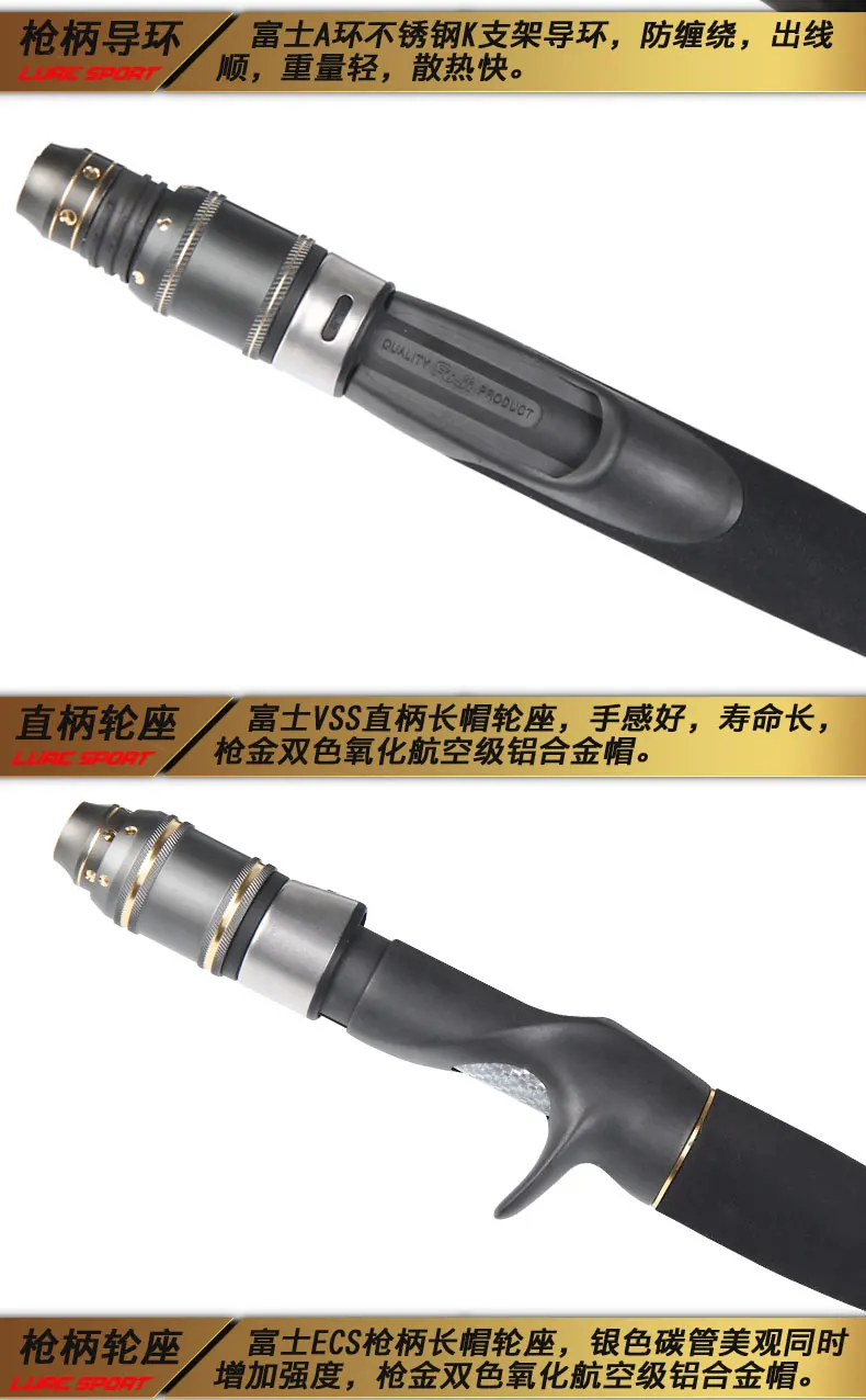 LURESPORT медленное отжимное удилище 2,1 м X поперечные Углеродные направляющие FUJI Катушка для спиннинга 60-260 г PE2-4 1,5 секционная лодочная удочка