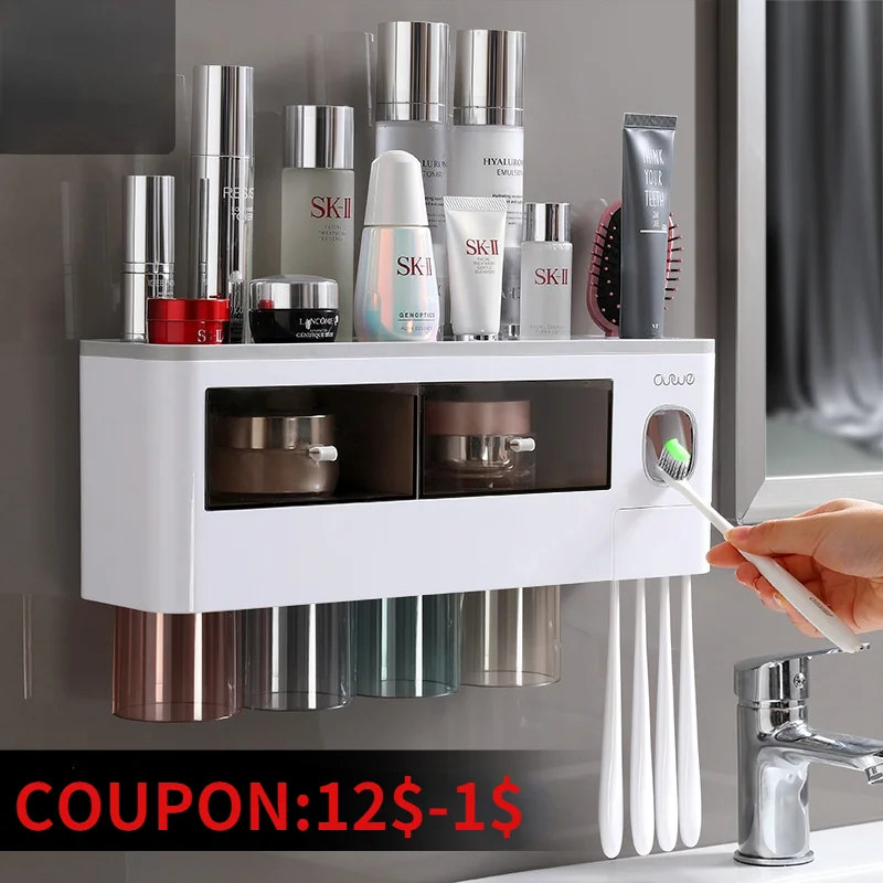 

Магнитный поглощающий инвертированный держатель для зубных щеток, автоматический диспенсер для зубной пасты, настенный стеллаж для хранен...