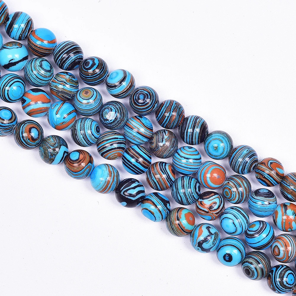 Asingeloo натуральный синий Малахитовый Павлин Раскрашивание каменных бусин Круглый