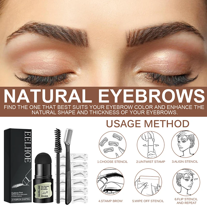 

One Step New Eyebrow Hair Line Stamp Shaping Makeup Waterproof Brow Powder Kit