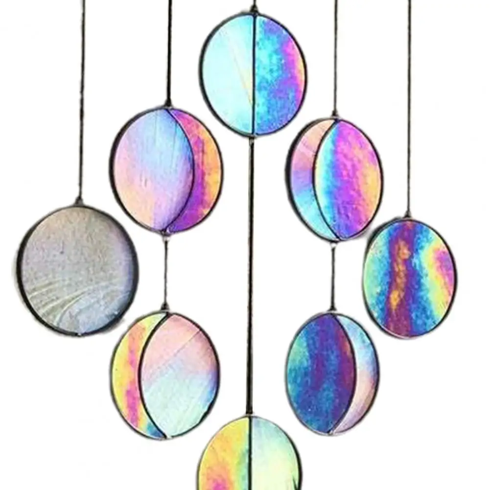 

Wooden Moon Phase Hanging Pendant Exquisite Decorative Multicolor Rainbow Art Ornament for Interior Home Decoration Crafts