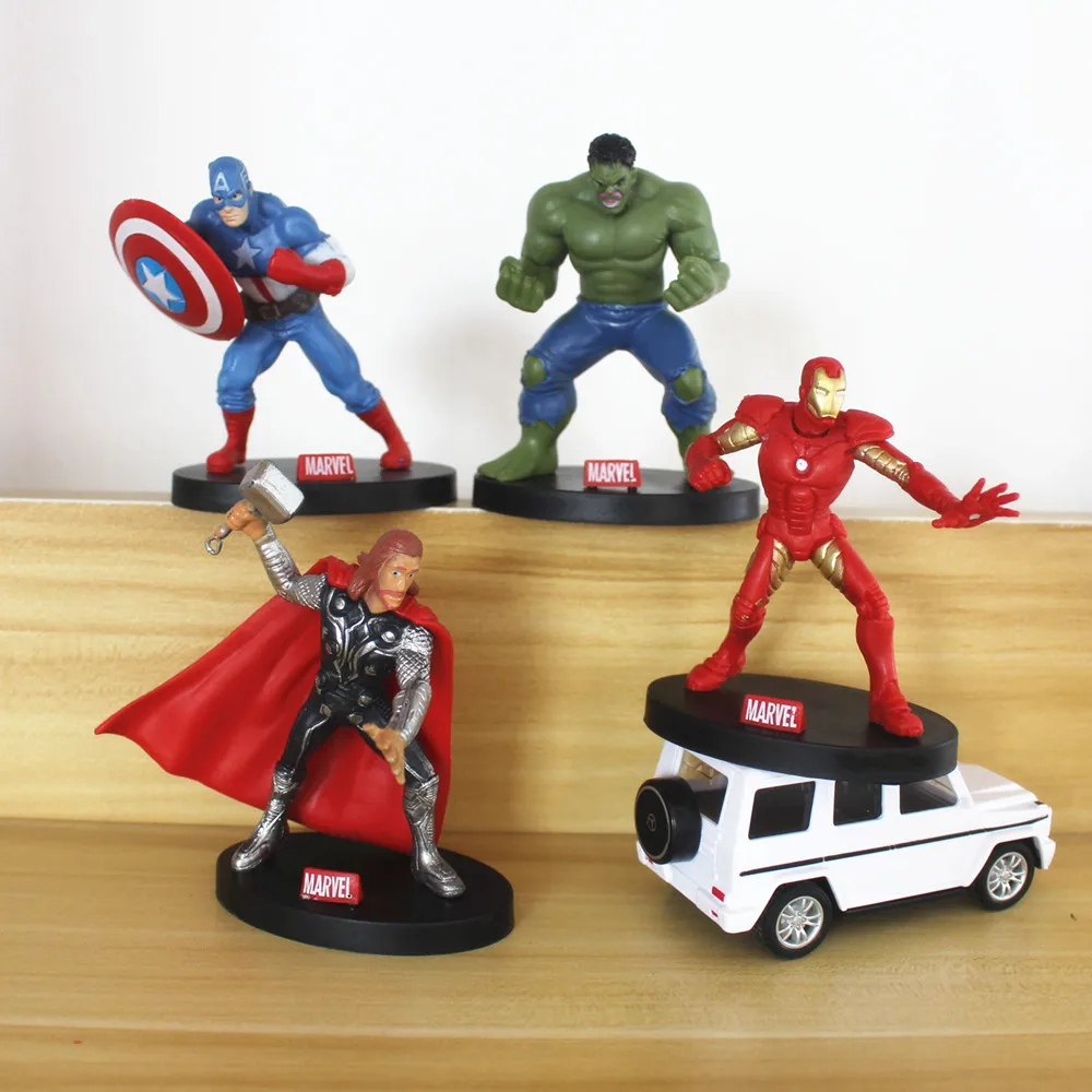 

Giant Hero Captain Solid PVC Cute Anime Doll Ornaments 4pcs With Base 9CM Art Collection Decoration