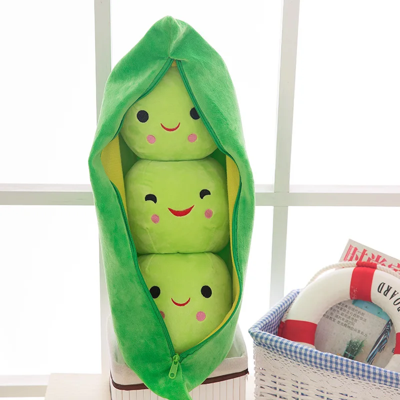 

20-90cm Cute Smile Pea Pod Creative Plant Pillow Pad Plush Fruit Vegetable Food Toys Holiday Gift Hjy
