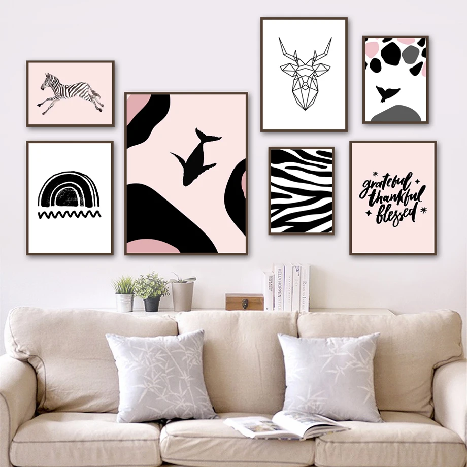 

Zebra Whale Deer Rainbow Quote Abstract Wall Art Canvas Painting Nordic Posters And Prints Wall Pictures For Living Room Decor