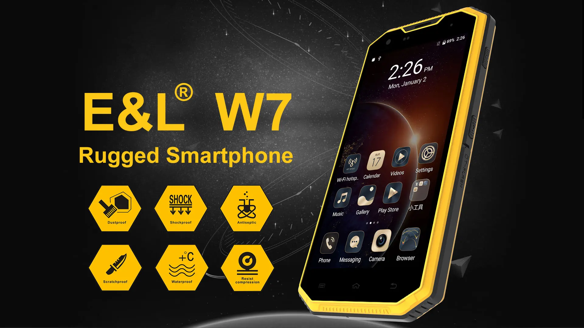 E& L W7 IP68 смартфон 1 Гб ОЗУ+ 16 Гб ПЗУ водонепроницаемый ударопрочный пылезащитный четырехъядерный 2800 мАч МП gps 4G мобильный телефон с двумя sim-картами