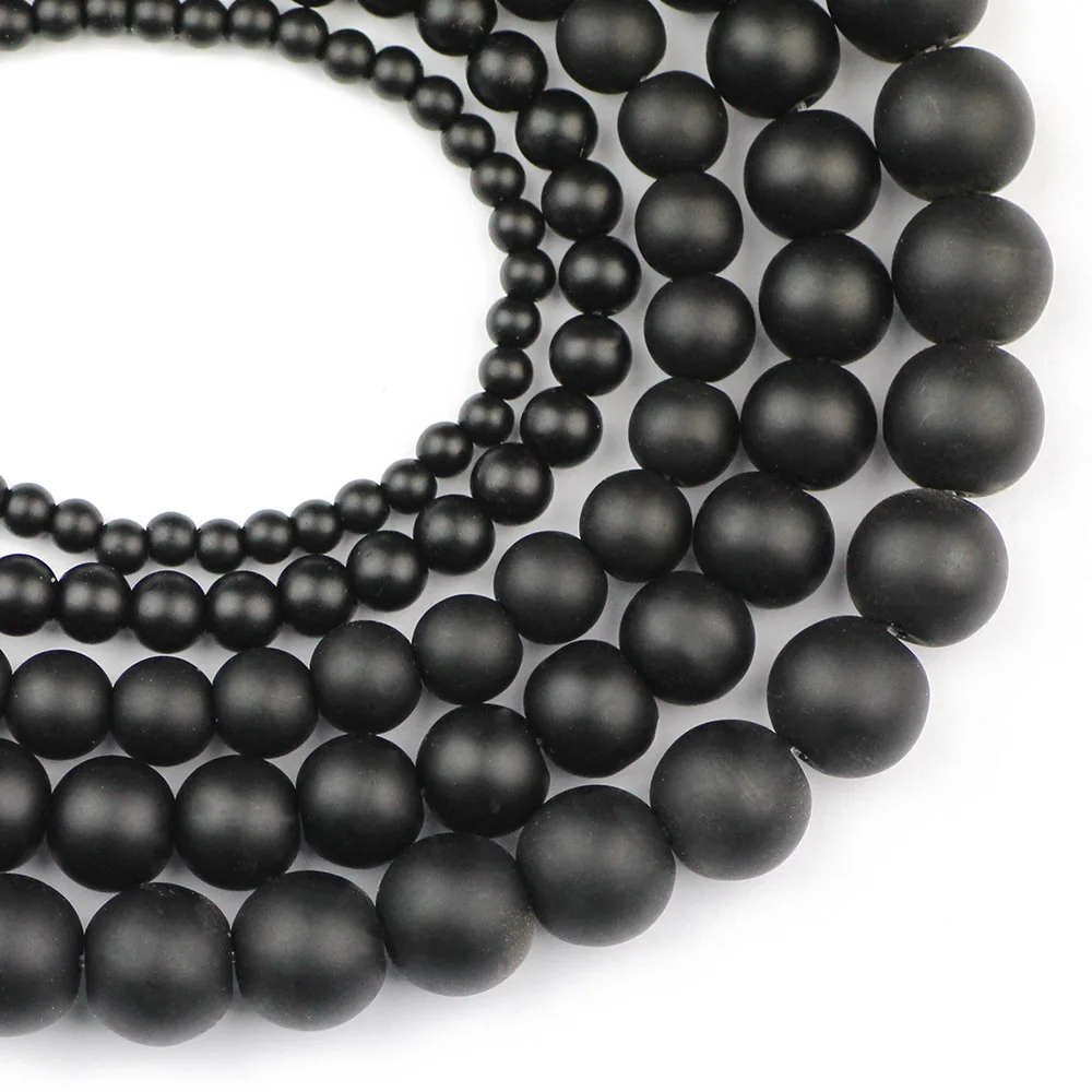 

YHBZRET Black Natural matte stone Round spacer Loose beads For Jewelry making 4/6/8/10/12MM bracelet necklace accessories DIY