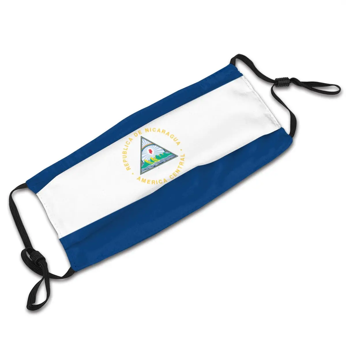 

Nicaragua Flag Non-Disposable Mouth Face Mask with filter Dustproof Mask Protection Mask Respirator Mouth Muffle