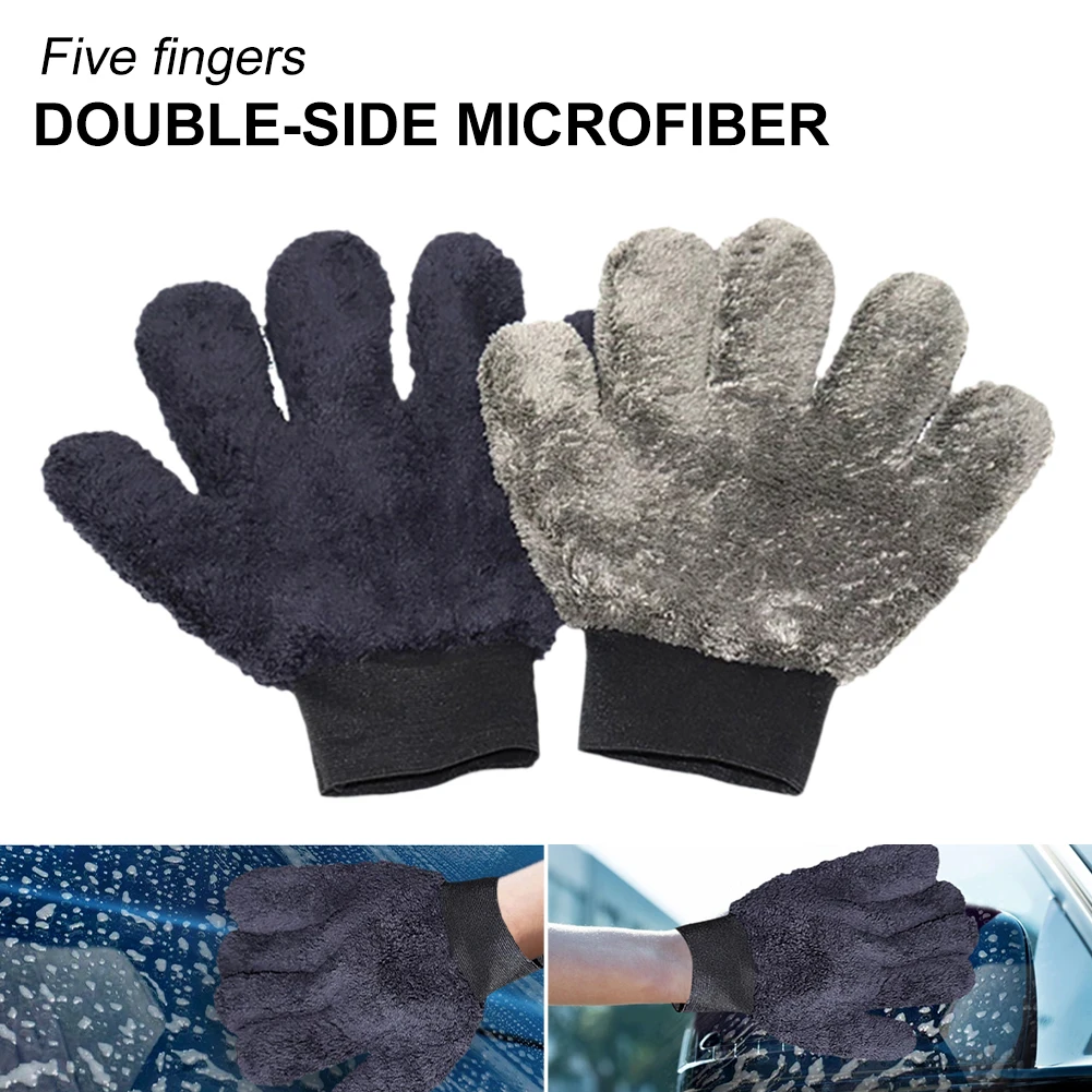 

Ultra-Luxury Car Wash Mitt Microfiber Paw Shaped Wash Glove Double-side Non Scratch Thick Cloth Durable Car Washing Accessory