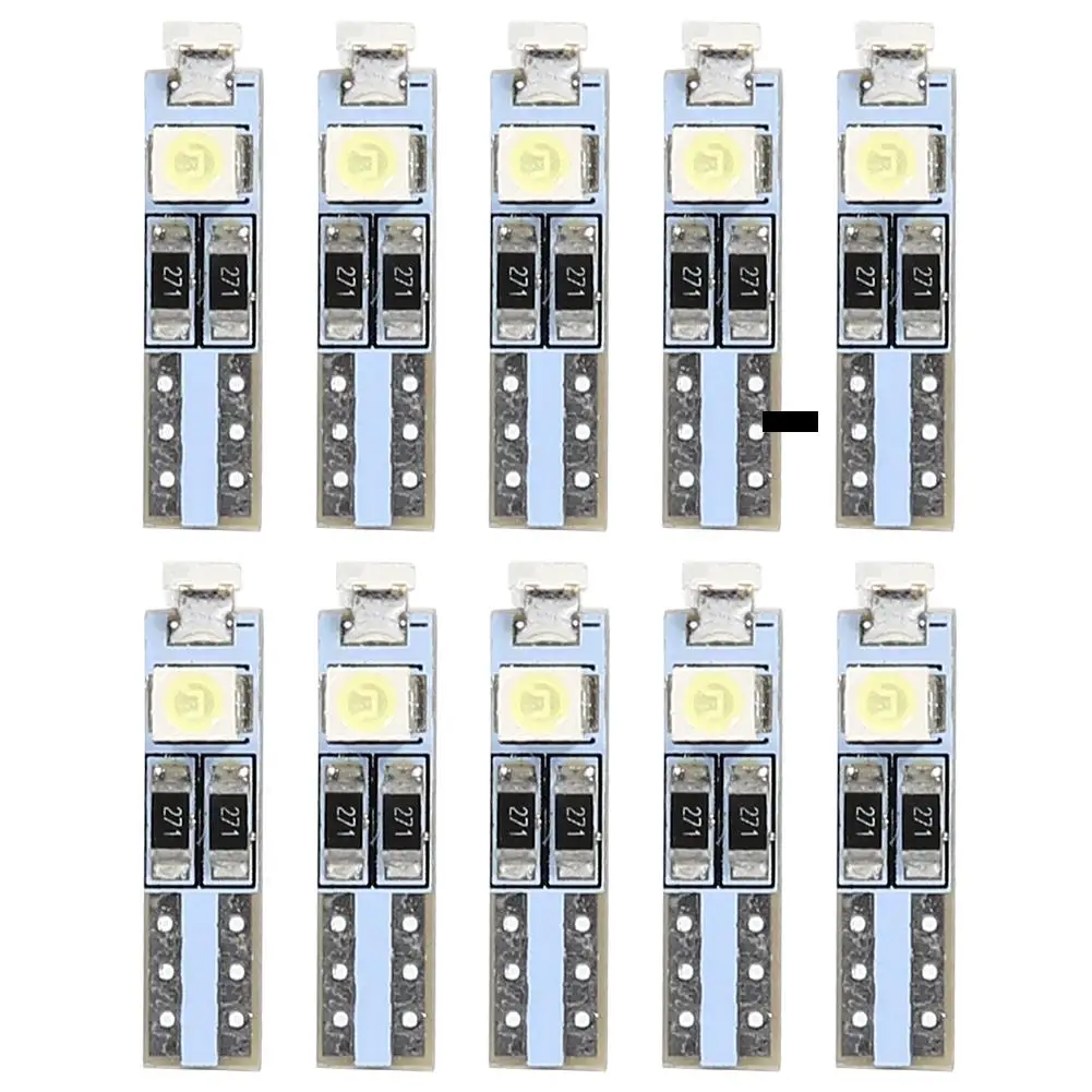 

10pcs Car T5 3 LED SMD 3528 Wedge LED Light Bulbs for Instrument Cluster Lamp Low Power Consumption And Power Saving