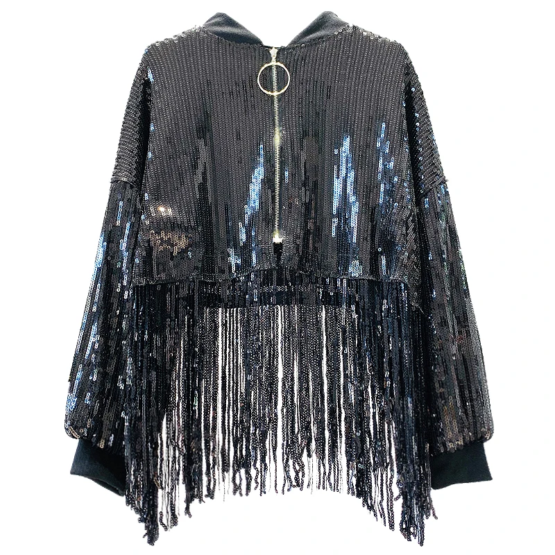 Куртка-бомбер с блестками сетчатый асимметричный кардиган на молнии бахромой и