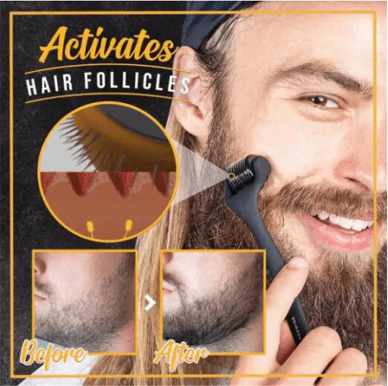 

Beard Growth Roller Set Beard Growth Kit Men's Beard Growth Oil Nourishing Enhancer Beard Oil Spray Beard Care With Beard Roller