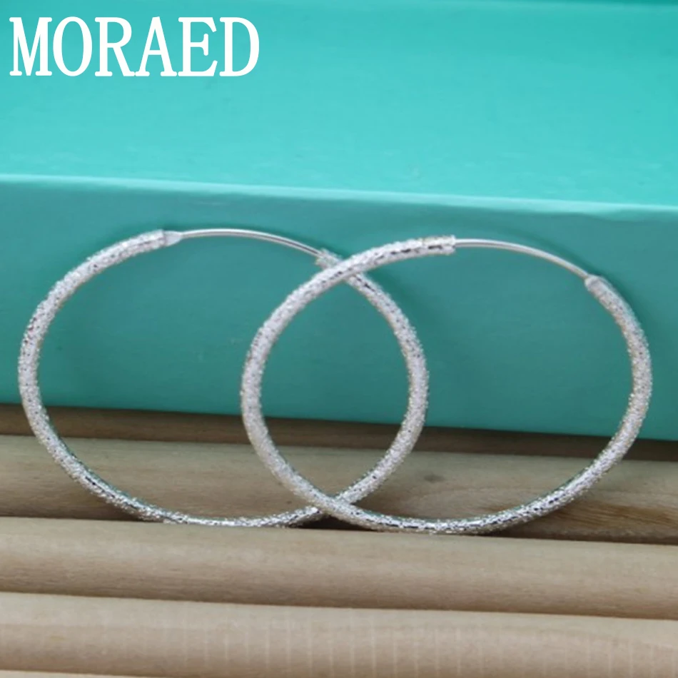 

Серьги-кольца женские из серебра 925 пробы, матовые, 35/50 мм