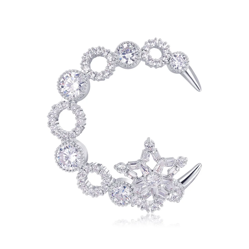 Модные сверкающие фианиты AAA звезда и лунная брошь булавки металлические