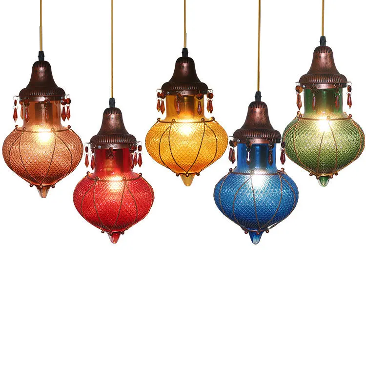 

Mediterranean Style Decoration Handmade Turkish Pendant Light Glass Shades Mosaic Pendant Lamp For Bar Coffee Shop E14 lampen