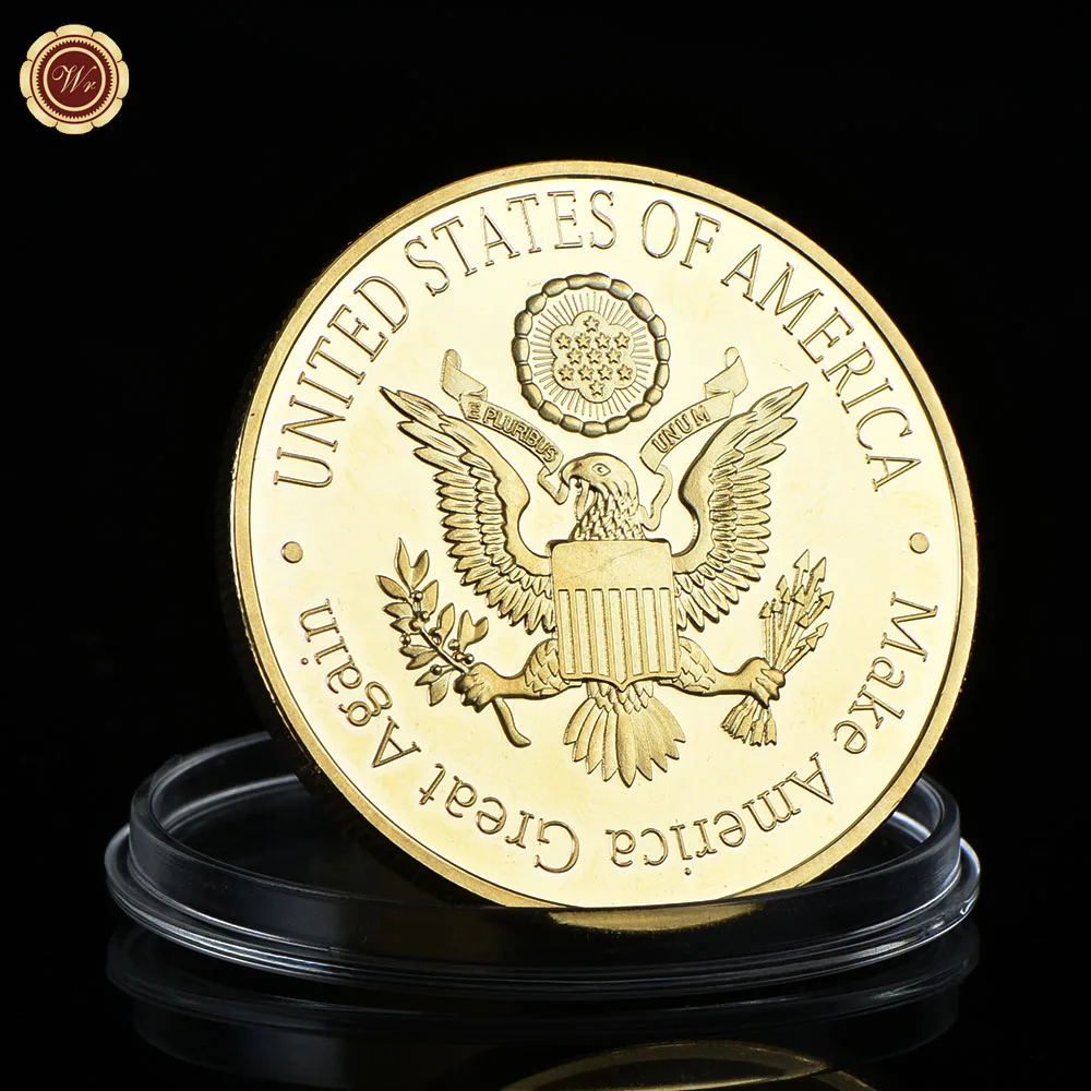 Только три дня 23% скидка WR 1 Шт. Золото Президент США Дональд Трамп Позолоченные