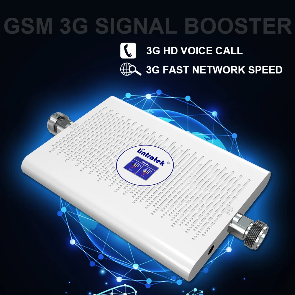 Lintratek signal booster 2g 3g umts 2100MHz gsm 900MHz LCD display 70dB gain AGC dual band cellular repeater antenna set@ | Мобильные