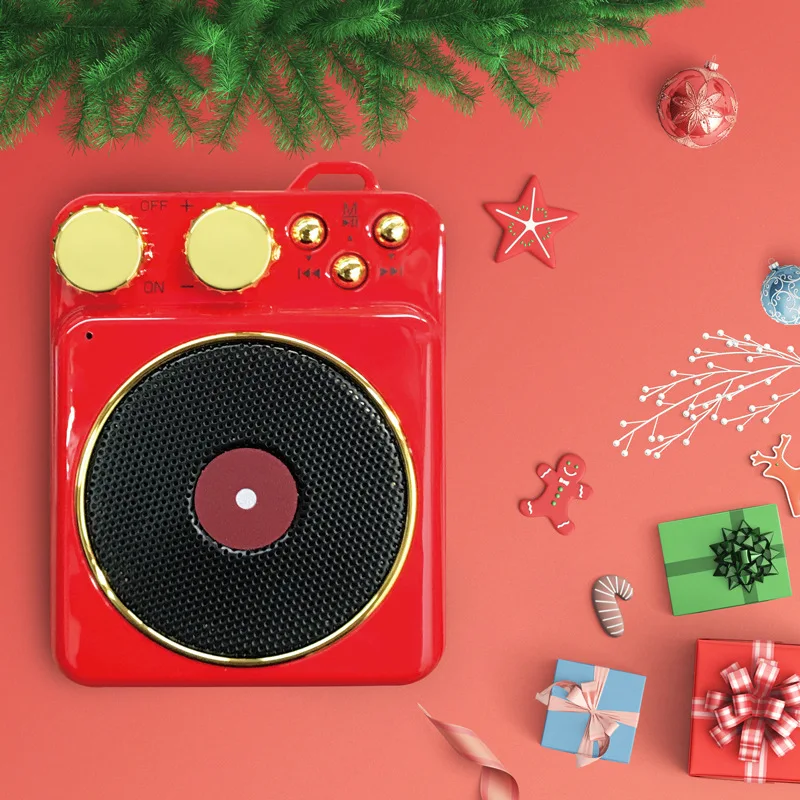 

New record player retro portable mobile phone audio high quality mini magnetic bluetooth speaker