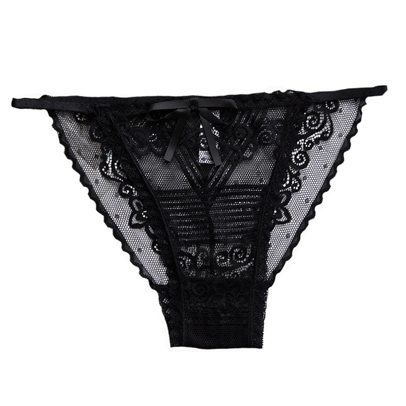 Женские трусики с бантом хлопок полиэстер кружевные однотонные прозрачные |