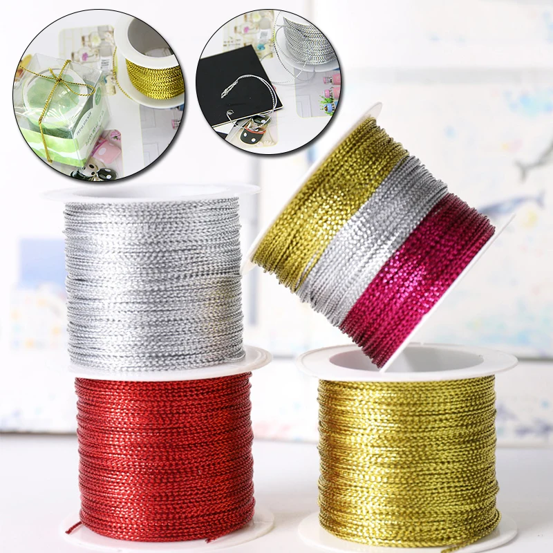 

20M 1mm Tag Cord Thread Gift Wrapping String Strap Ribbon Rope Line For Wedding DIY Garment Bracelet Making Gold/Silver/Red