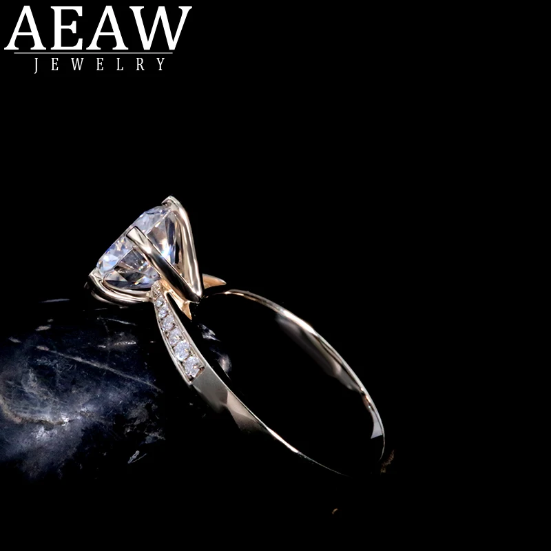 

AEAW 1.0ct 2.0ct 3.0ct 4.0ct Round Cut 14k White Gold Yellow Gold Moissanite Ring Original Dazzling Jewelry For Girl For Women
