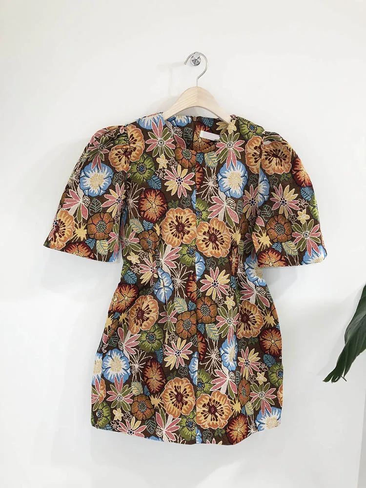 Женское платье с круглым вырезом RUGOD Осеннее приталенное цветочным принтом