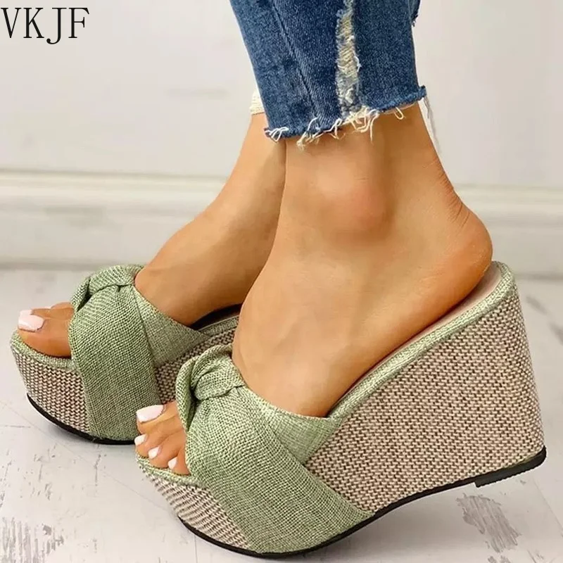 

Женские мюли на танкетке, шлепанцы без застежек, на высоком каблуке, 2021