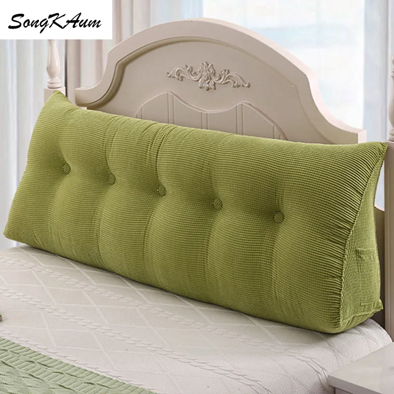 

Washable Corduroy Long Bedside Pillows With Filling Japanese Simplicity Pillow Single Double Cushion For Home Sleeping