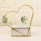 Геометрическая ваза в форме сердца с подставкой для цветов Золотая любовь оцинкованная для вечеринки домашний декор свадебное искусство Настольный горшок для растений