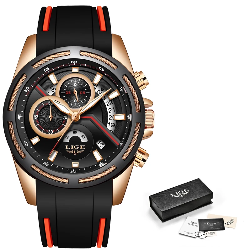 2019 LIGE часы для мужчин с силиконовым ремешком Топ бренд Роскошные