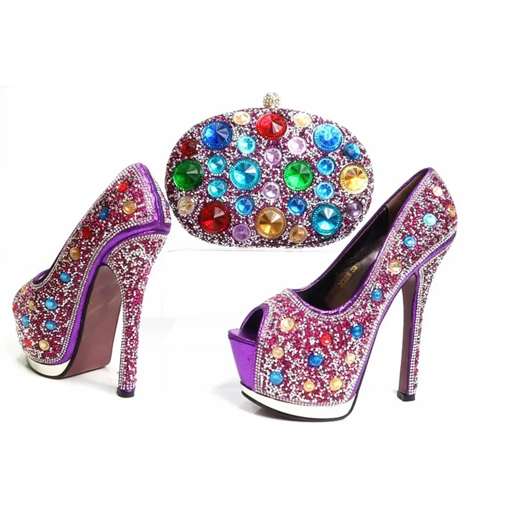 

2022 New Style Print Desgin Shoes And Evening Bag Set Hot Sale Sandal Shoes With Handbag Heel Height For Wedding