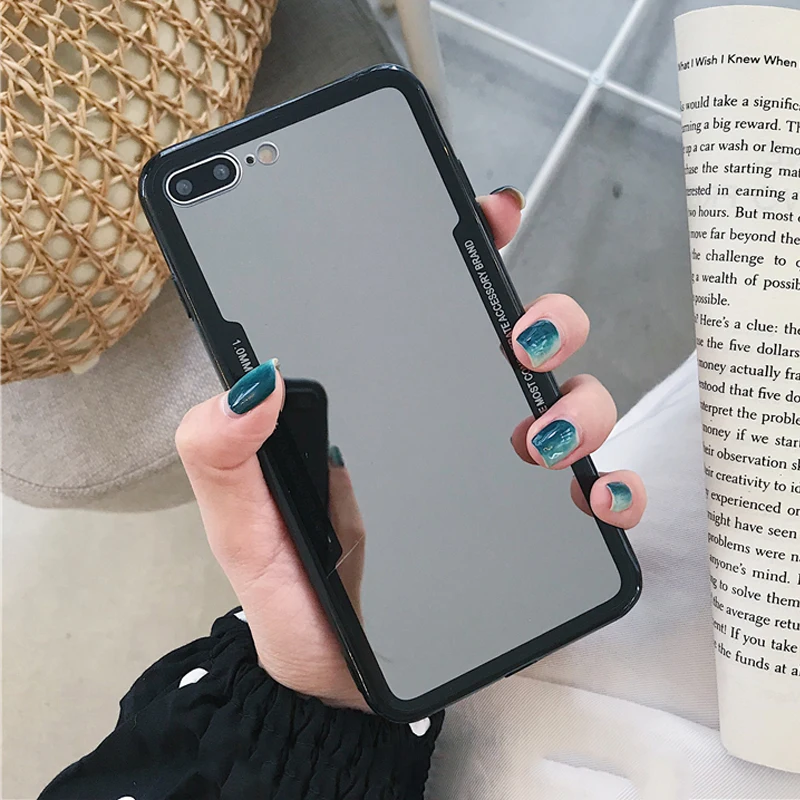 Роскошный зеркальный чехол со стразами для iPhone X 10 8 7 6S 6 Plus акриловая задняя