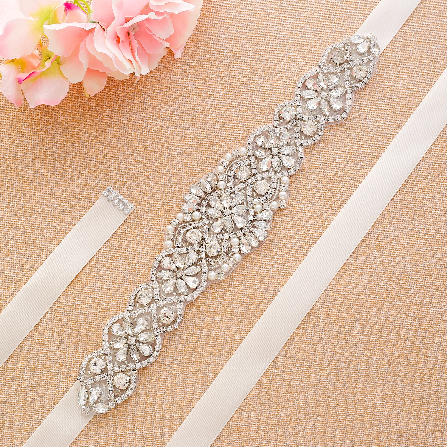 NZUK Silver Gold/Rose Gold Rhinestone Wedding Dress Belt  Crystal Wedding Belts Satin Wedding Accessories Bridal Ribbon Belts images - 6