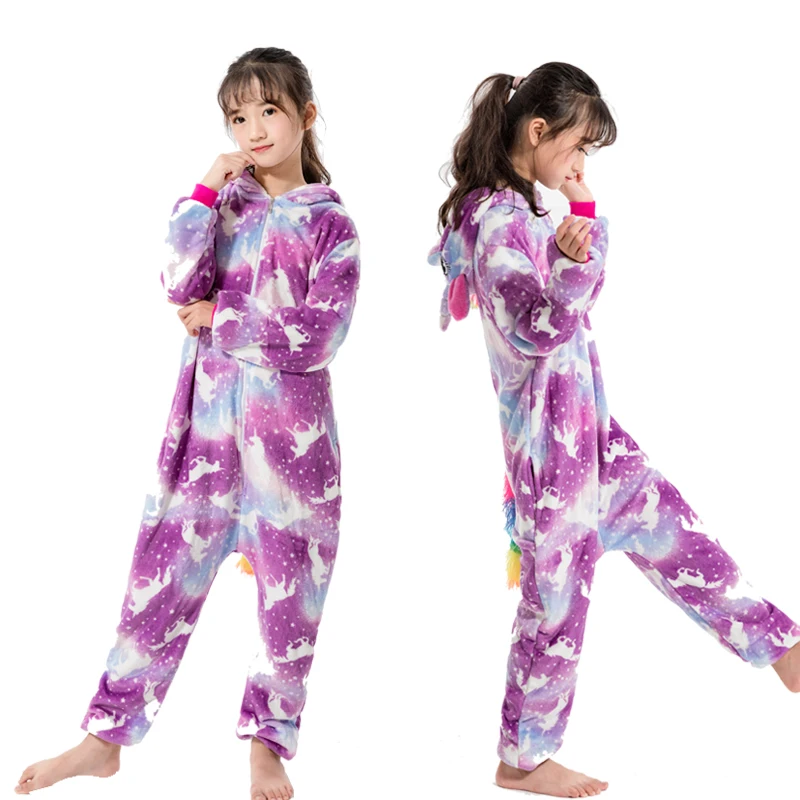 Purple Pegasus Костюм кигуруми для детей; Пижама с единорогом; панда; Животные; Косплей; детские комбинезоны; зимние детские пижамы; одежда для сна для маленьких мальчиков и девочек - Цвет: Purple Pegasus