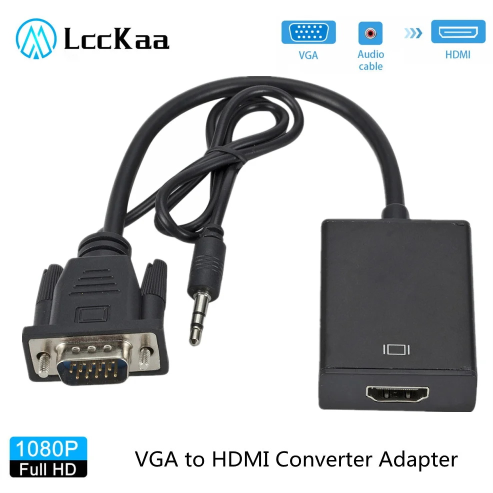 Full HD 1080P VGA к HDMI совместимый преобразователь адаптер с аудиовыходом для ПК