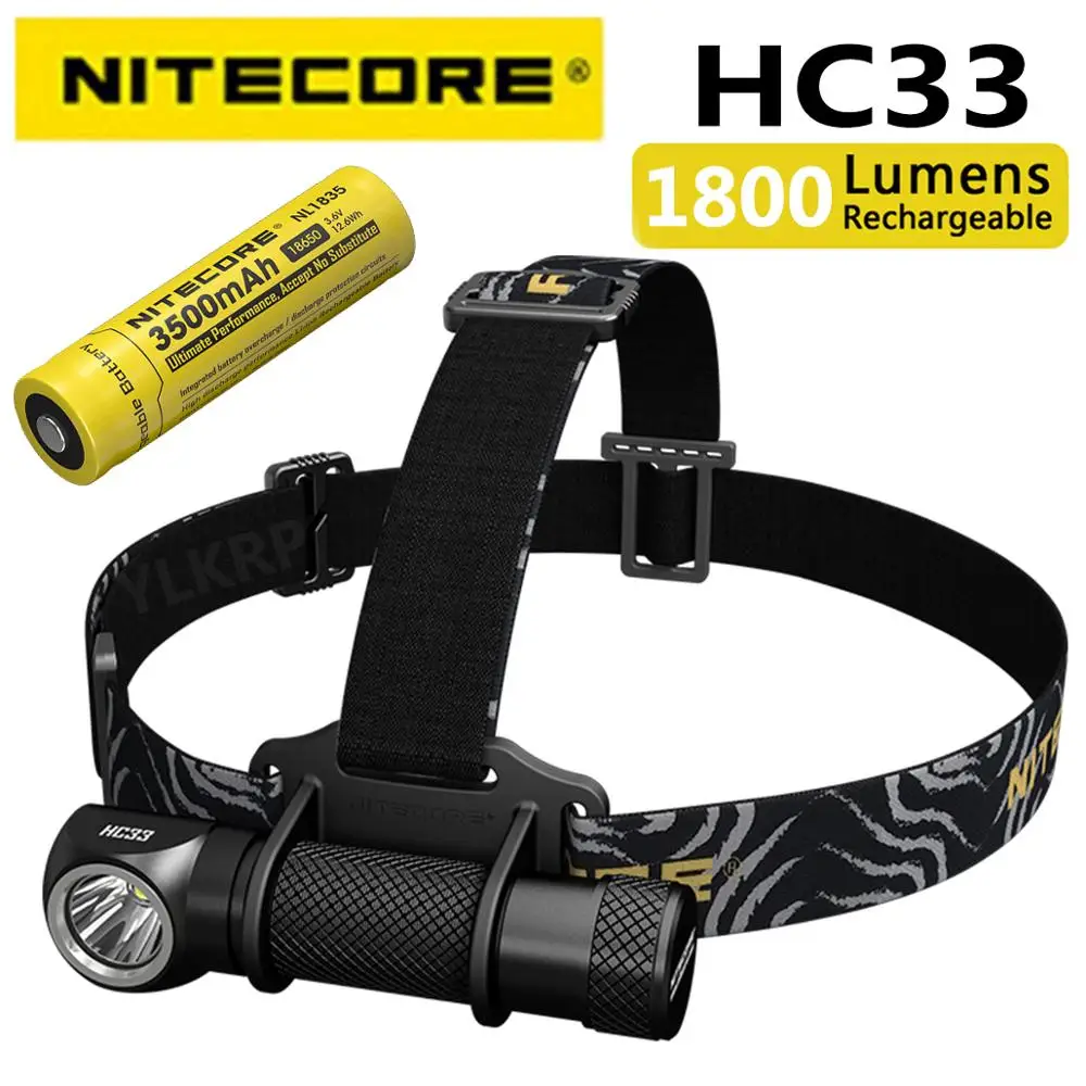 Портативный налобный фонарь NITECORE HC33 CREE XHP35 HD max 1800 люмен 187 метра 8 режимов работы