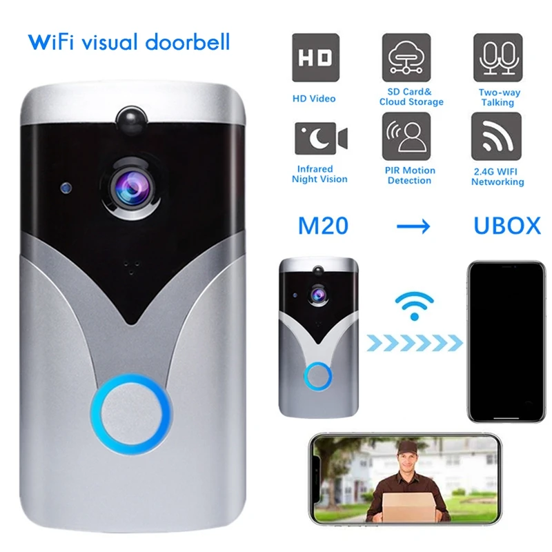 Дверной Видеозвонок Wi-Fi HD беспроводной умный водонепроницаемый 720P дверной