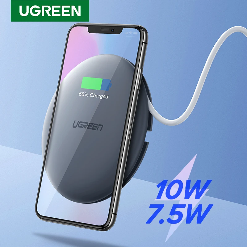 Ugreen Беспроводное зарядное устройство 10 Вт 7,5 Вт Qi Беспроводная зарядка для xiaomi mi 9 iPhone X XS 8 XR samsung S9 S8 Быстрое беспроводное зарядное устройство для телефона