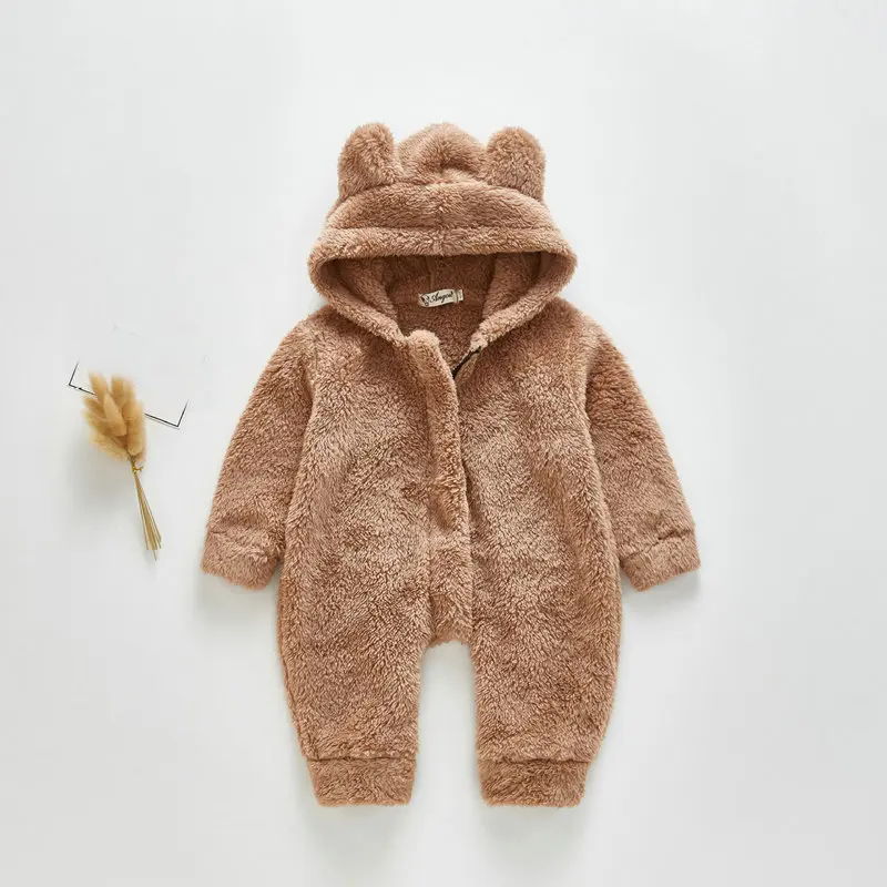 Зимний комбинезон для новорожденных Флисовая куртка-комбинезон с капюшоном
