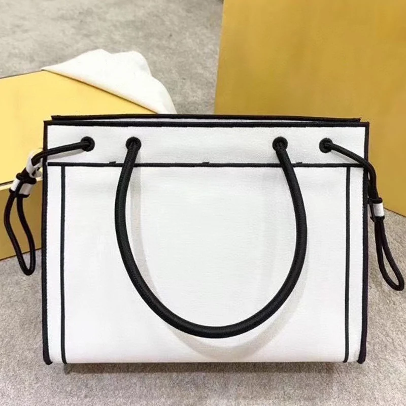 

Retro Contrast Color Embroidery Letter Canvas Large Capacity Rope Handbag Ladies New Tote Bag Fashion Diagonal Shoulder Bag