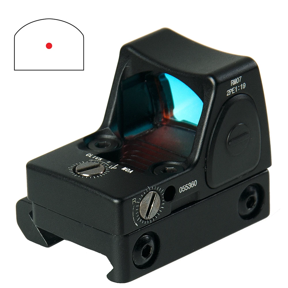 

Тактический Коллиматор для винтовки Airsoft Mini RMR Style 1X, Коллиматорный прицел с красной точкой, направляющая для защиты рук, базовое крепление ...