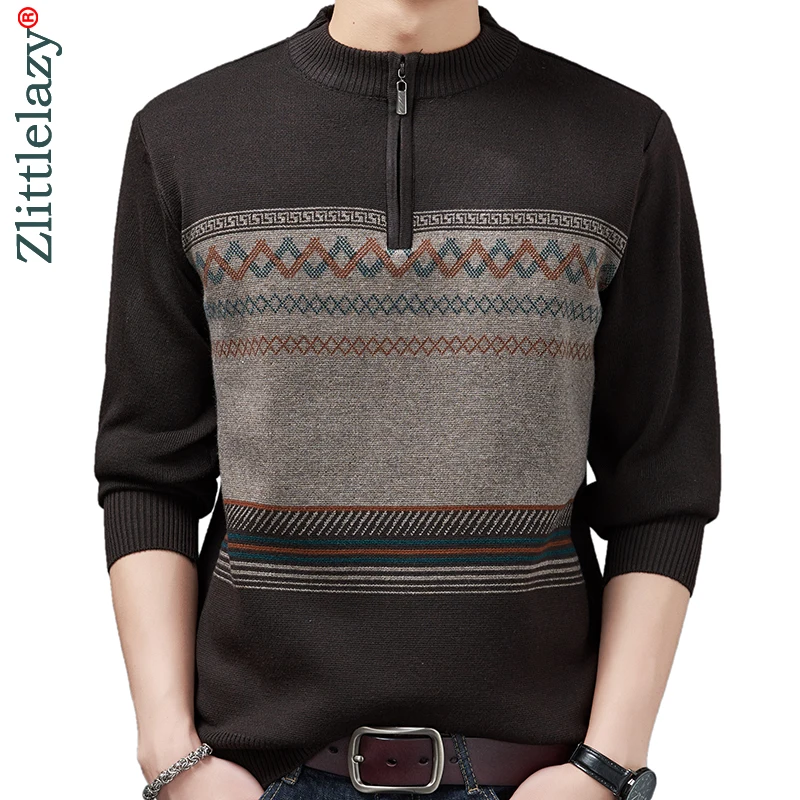 2020 Повседневный толстый теплый зимний вязаный свитер на молнии Мужская одежда