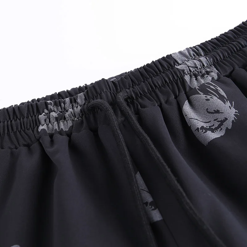 2020 женские брюки с принтом бабочки высокая талия свободные черные WDC4698 | Женская