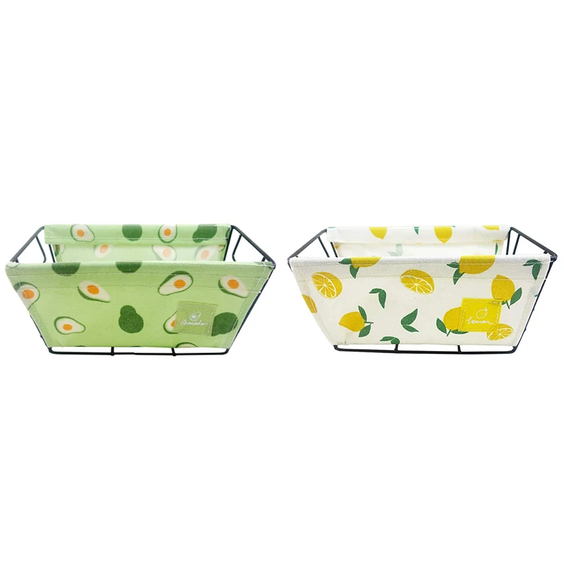 

2 Pack Canvas Storage Basket Metal Holder Desk Table Organizer Home Decor