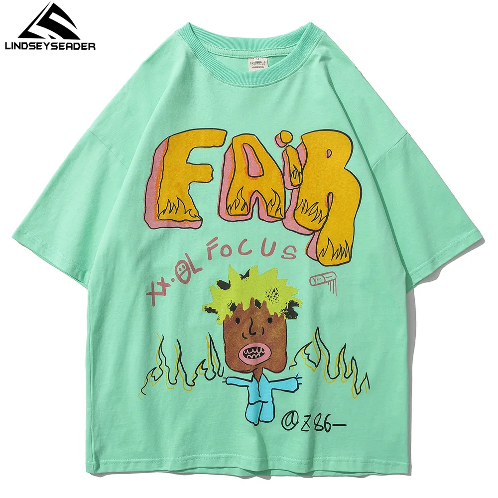 

LINDSEY SEADER T-shirt Men Hip Hop Oversized Funny Kids Painting Cotton Casual Harajuku Streetwear Summer Short Sleeve Tops Tee