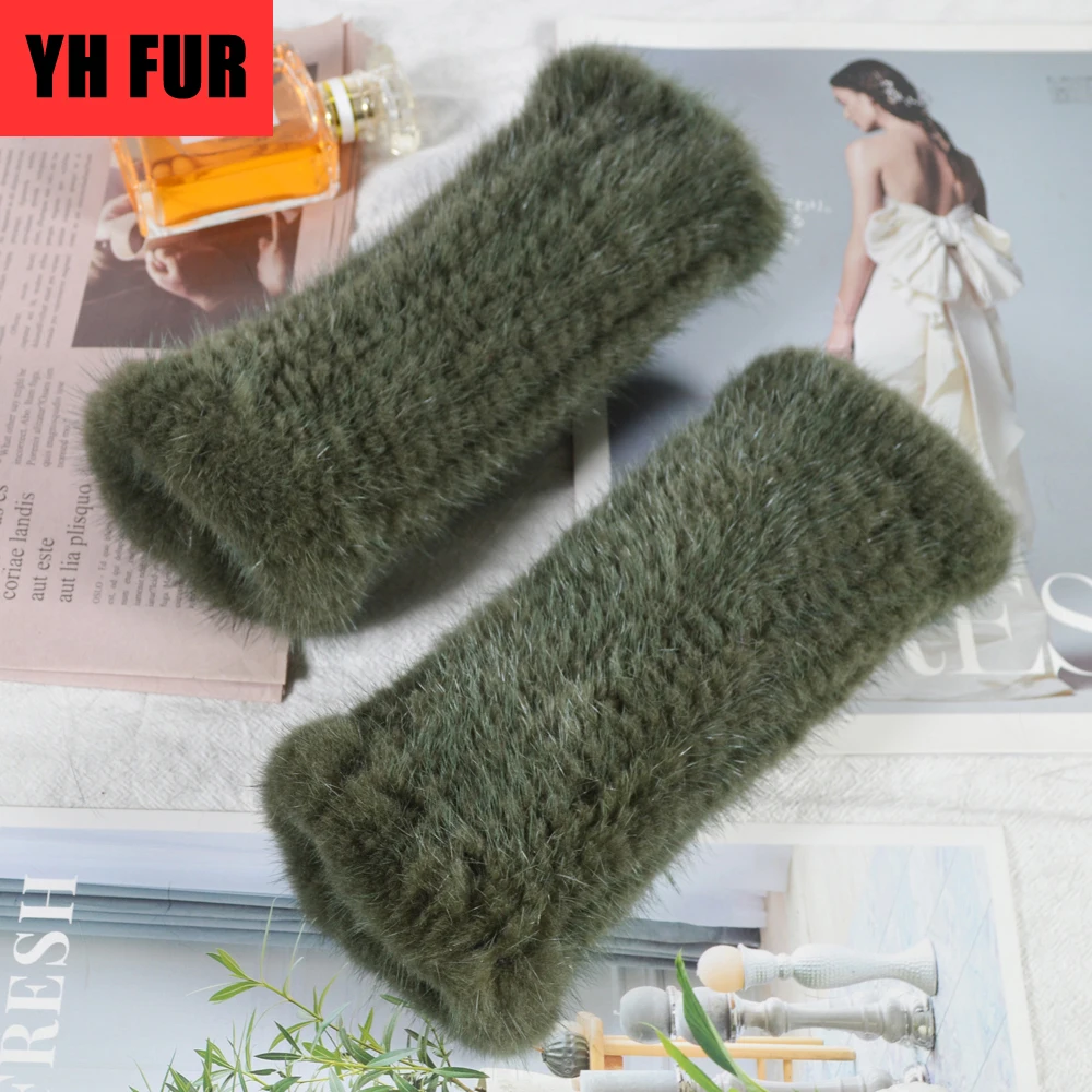 Россия женские перчатки из натурального меха норки вязаные меховые без пальцев