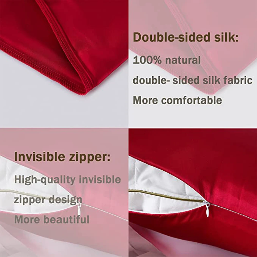 Наволочка TOLDIM100 % из натурального шелка 16 момм двусторонняя скрытая на молнии |